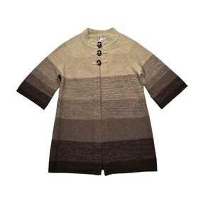 Y2K Hannah 3 Button Gradient Sweater Womens Medium Wool Blend Brown 3/4‎ Sleeve